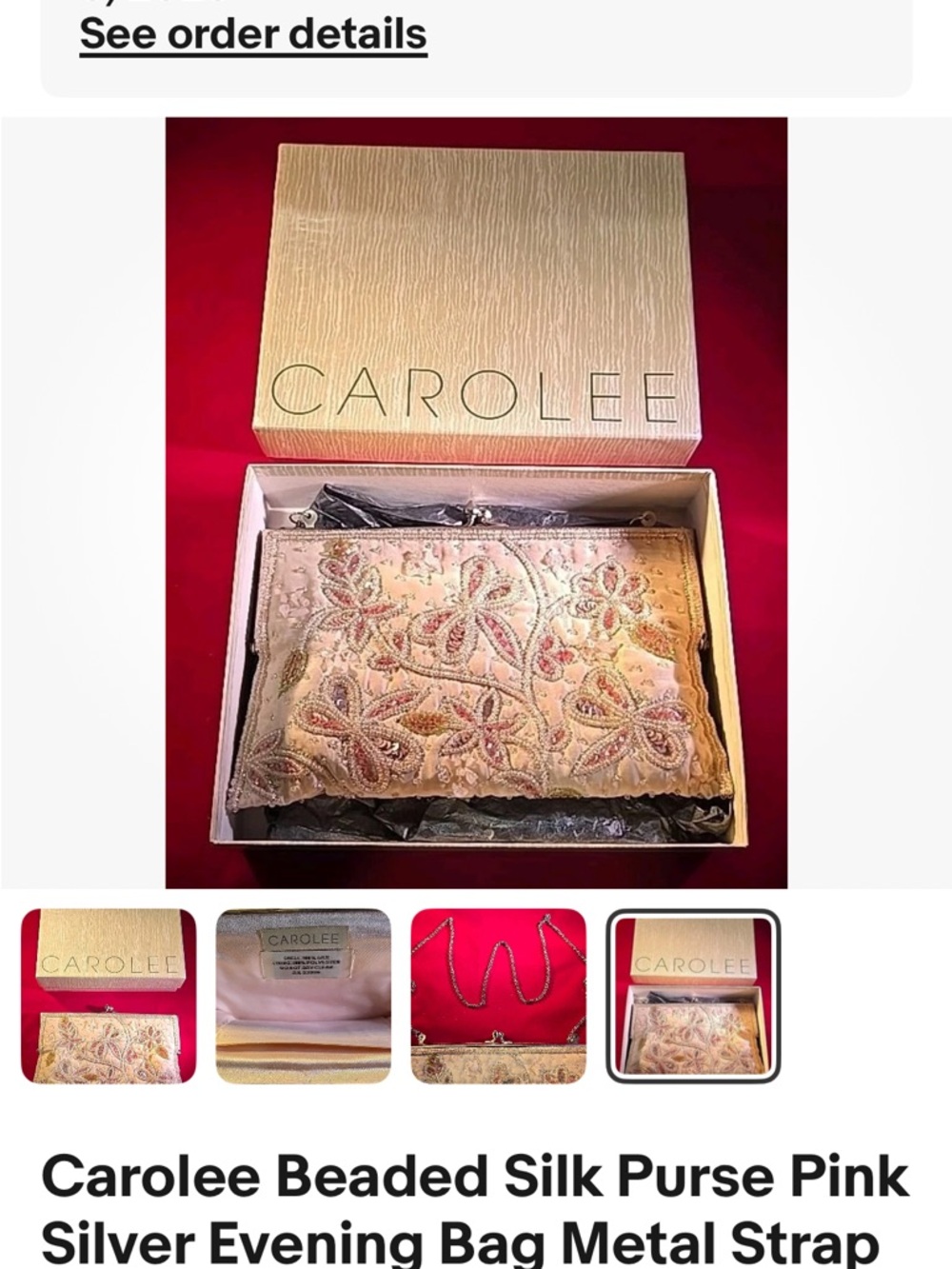 Carolee vintage silk beaded bag
